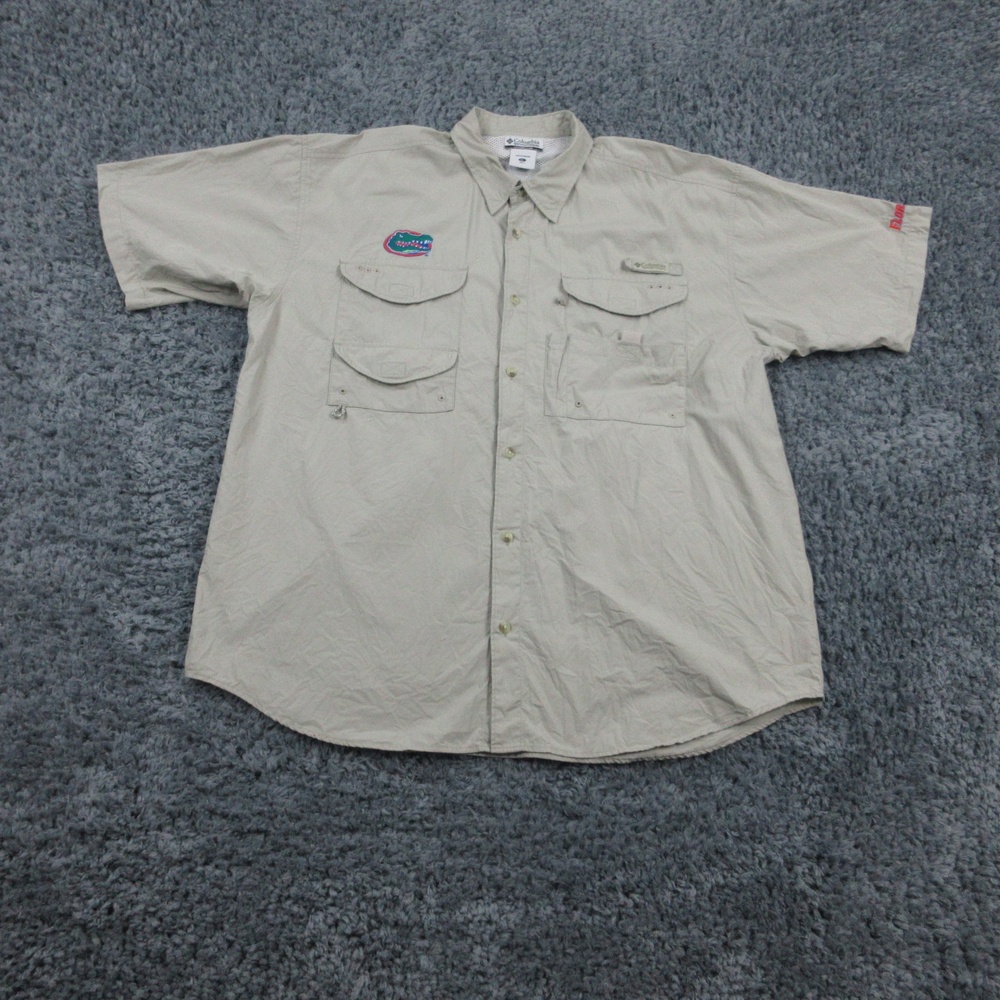 Florida Gators Shirt Mens XL Tan Columbia PFG Fishing Outdoor NCAA College Khaki